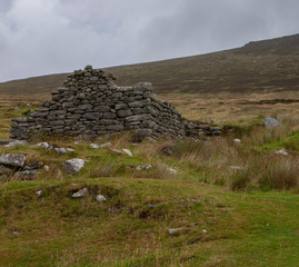 Achill Island Ireland Slievemore abandoned village. Ghost town