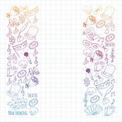 Theatre vector illustration. Entertaiment, cinema, stage, event. Background for banners, posters.