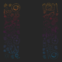 Travel vector pattern. Adventure, beach, tropical design.