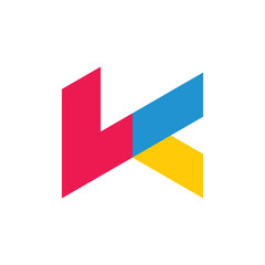 simple geometric letter wk logo vector