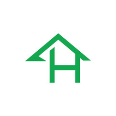 letter h home roof unique logo vector
