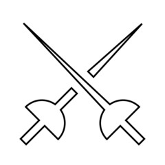 	 Crossed scimitar swords icon. Two sabers or cavalry swords. Vector illustration.