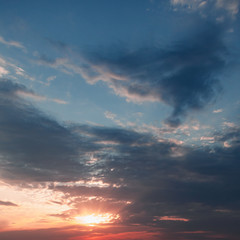 Cloudy sky at sunset, natural square photo