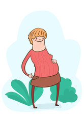 Pregnant woman. Young happy girl. Pregnancy vector illustration in a cartoon style.