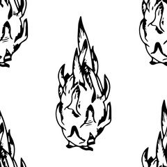 pitaya, pitahaya tropical fruit seamless pattern