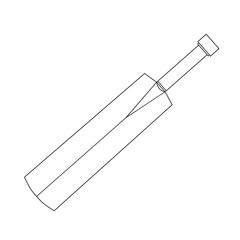 Cricket bat. Vector linear coloring book template isolated on white background.