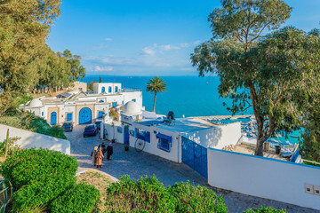 Sidi Bou Said near Tunis in Tunisia. - obrazy, fototapety, plakaty