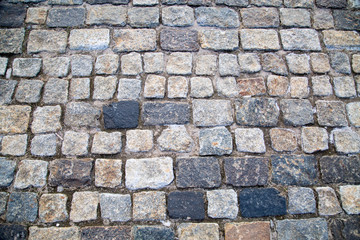 View of the gray granite paving of rectangular shape. Texture backgrounds for Wallpaper graphics design