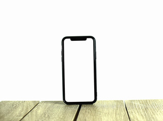 Hands holding the phone in a white background