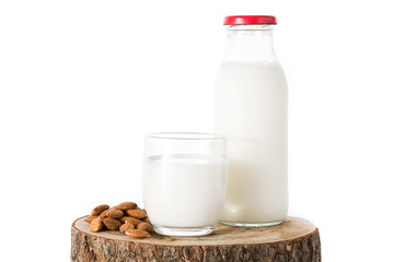Almond milk isolated on white background