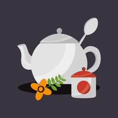 Tea pot and sugar bowl vector design