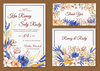 wedding invitation cotton flower watercolor