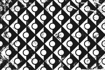 Grunge abstract geometric pattern. Horizontal black and white backdrop.