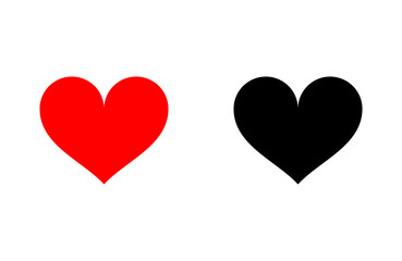 Red and black heart icon. Flat style for graphic, love symbol. Vector illustration isolated on white.
