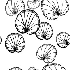 lotus, water lily seamless floral pattern hand drawn sketch