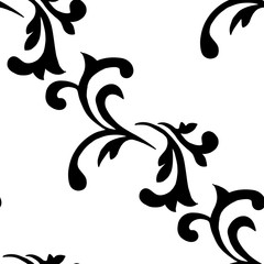 floral seamless pattern abstract leaves, swirls