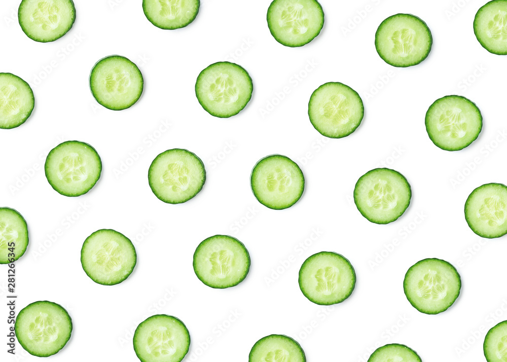 Wall mural pattern of fresh cucumber slices - Wall murals