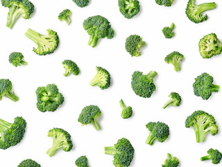 Fresh broccoli pattern isolated on white background - obrazy, fototapety, plakaty