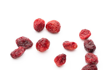 Dried cranberries isolated on white background