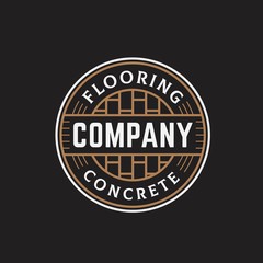 Flooring and concrete circle seal line art logo design