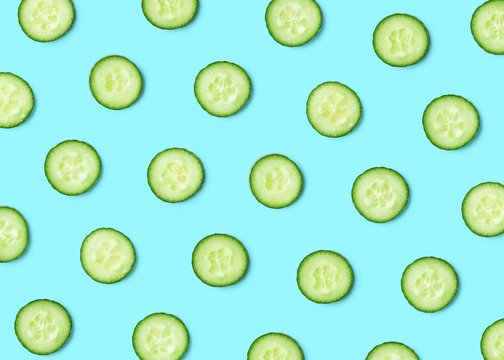 Colorful pattern of cucumber slices