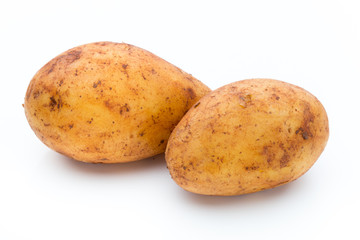 A bio russet potato isolated white background.