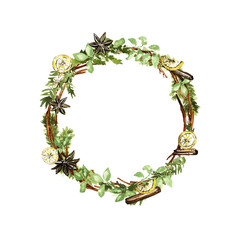 Watercolor christmas wreath