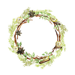 Watercolor Christmas wreath