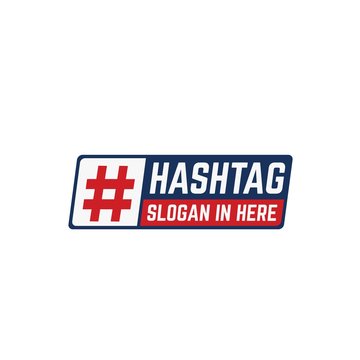 Hashtag popular trending social media red and blue emblem logo design