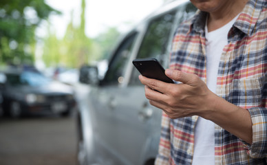 Man using smart phone