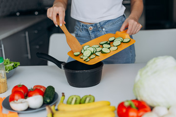 Cropping image a female hands during preparing a vegetable