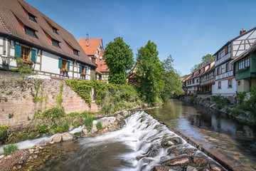 Fototapeta na wymiar The beautiful village of Kaysersberg, Alsace, France. Long exposure photo with a ND filter