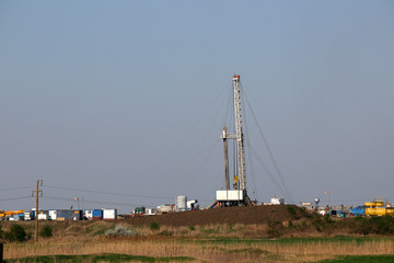 land oil and gas drilling rig in oilfield industry