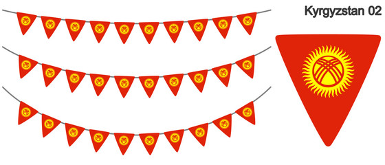 キルギスの国旗のガーラーンド　ベクターデータ（bunting garland）