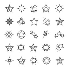 Stars linear icons set. Various polygon shapes thin line editable stroke vector signs