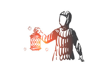 Fototapeta na wymiar Ramadan religious holiday concept sketch. Hand drawn isolated vector illustration