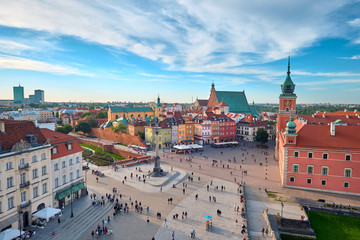 Aerial view of old town in Warsaw, Poland