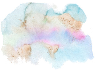 Watercolor background textures hand painted on white background