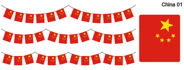中国の国旗のガーラーンド　ベクターデータ（bunting garland）