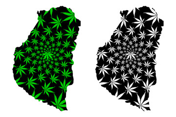 Entre Rios (Region of Argentina, Argentine Republic, Provinces of Argentina) map is designed cannabis leaf green and black, Entre Ríos Province map made of marijuana (marihuana,THC) foliage,....