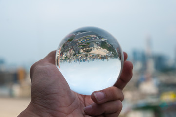 using crystal ball or lens ball to create a nice travelling photography