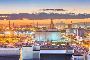 Kawasaki, Japan factories and Mt. Fuji