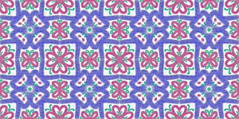 Seamless endless repeating multicolored bright ornament of different colors