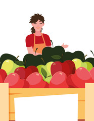 seller woman farm products harvest