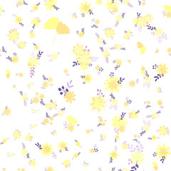yellow warm simple plain vector smooth flowers in seamless pattern