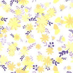 yellow warm simple plain vector smooth flowers in seamless pattern