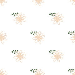 Fototapeta na wymiar Pattern of bouquets of simple, clear, ordinary flowers in Victorian colors