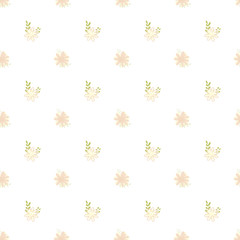 Pattern of bouquets of simple, clear, ordinary flowers in Victorian colors