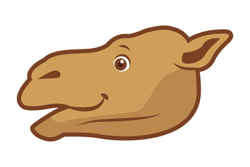 Camel animal head cartoon isolated sideview
