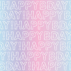 Vector Happy Birthday typography seamless background pattern. Vaporwave happy bday design great for wrapping paper and coupon cards.